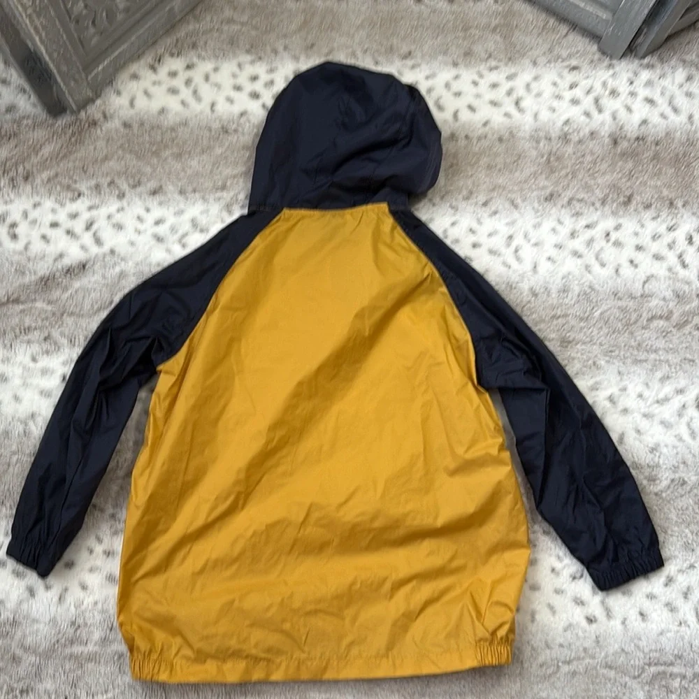 The Children’s Place navy gold hoodie jacket boys small waterproof windbreaker